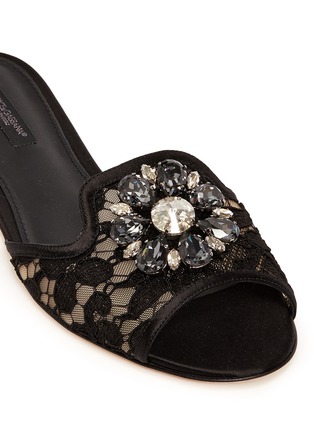 Detail View - Click To Enlarge - - - 'Bianca R' jewelled Taormina lace slippers