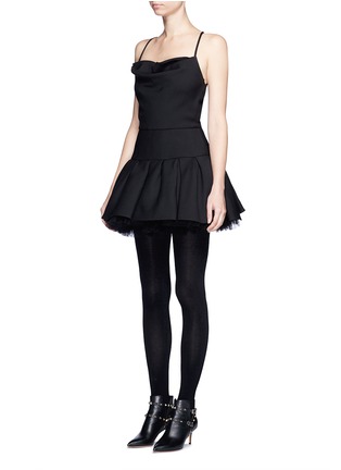 Front View - Click To Enlarge - VALENTINO GARAVANI - 'Black Swan' tulle underskirt Crepe Couture ballet dress