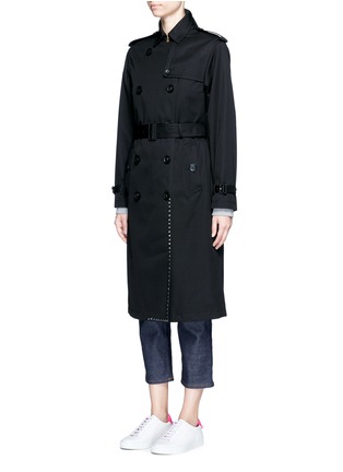 Front View - Click To Enlarge - VALENTINO GARAVANI - 'Rockstud Untitled 01' cotton trench coat