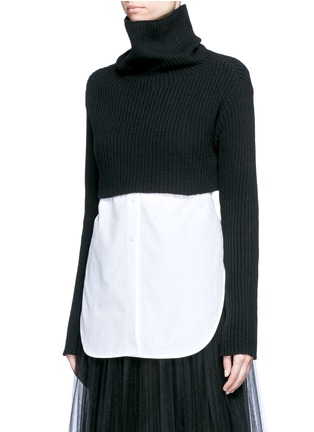 Front View - Click To Enlarge - VALENTINO GARAVANI - Cropped virgin wool-cashmere sweater