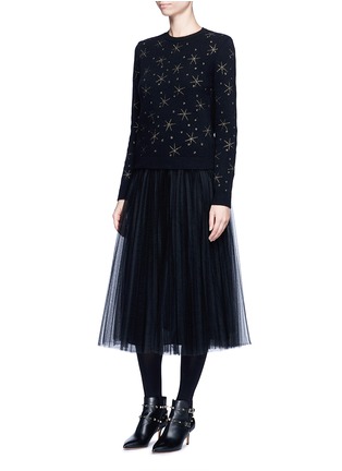 Figure View - Click To Enlarge - VALENTINO GARAVANI - Star embroidered virgin wool-cashmere sweater