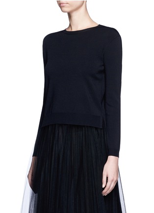Front View - Click To Enlarge - VALENTINO GARAVANI - Tiered sash bow back knit top