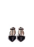 Front View - Click To Enlarge - KATE SPADE - 'Becca' jewelled bow T-strap leather flats