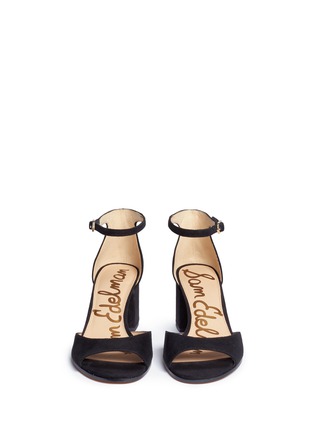 Front View - Click To Enlarge - SAM EDELMAN - 'Susie' block heel ankle strap suede sandals