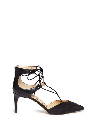 Main View - Click To Enlarge - SAM EDELMAN - 'Taylor' lace-up suede and leather pumps