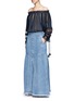 Figure View - Click To Enlarge - CHLOÉ - Frayed hem denim maxi skirt
