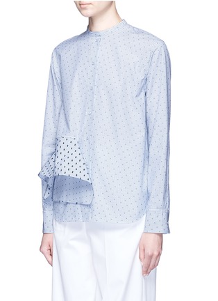 Front View - Click To Enlarge - PORTS 1961 - Draped fil coupé panel floral print poplin shirt