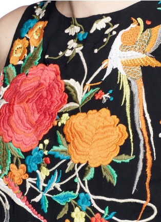 Detail View - Click To Enlarge - ALICE & OLIVIA - 'Clarice' floral embroidery fringe chiffon top