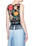 Back View - Click To Enlarge - ALICE & OLIVIA - 'Clarice' floral embroidery fringe chiffon top