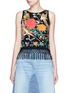 Main View - Click To Enlarge - ALICE & OLIVIA - 'Clarice' floral embroidery fringe chiffon top