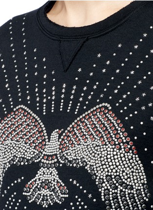 Detail View - Click To Enlarge - VALENTINO GARAVANI - Embellished eagle terry raw edge sweatshirt