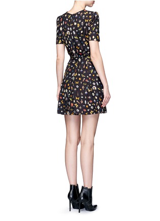 Back View - Click To Enlarge - ALEXANDER MCQUEEN - 'Obsession' print pleated crepe dress