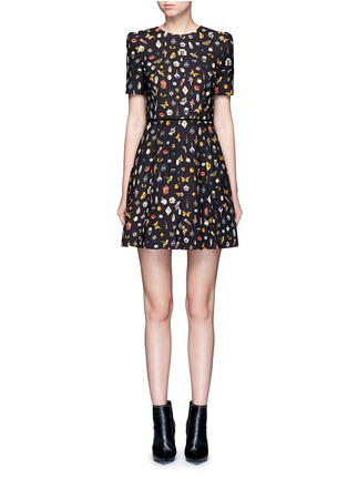 Main View - Click To Enlarge - ALEXANDER MCQUEEN - 'Obsession' print pleated crepe dress