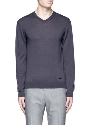 Main View - Click To Enlarge - ARMANI COLLEZIONI - V-neck wool sweater