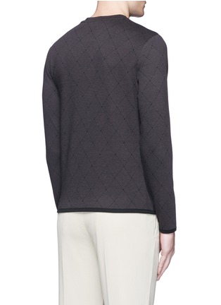 Back View - Click To Enlarge - ARMANI COLLEZIONI - Diamond jacquard slim fit sweater
