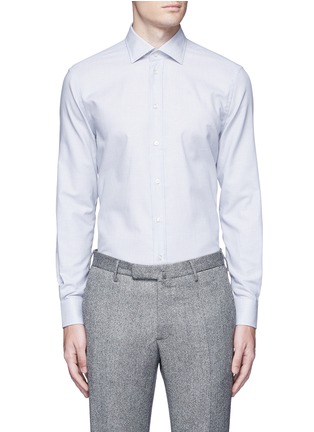 Main View - Click To Enlarge - ARMANI COLLEZIONI - Slim fit check cotton shirt