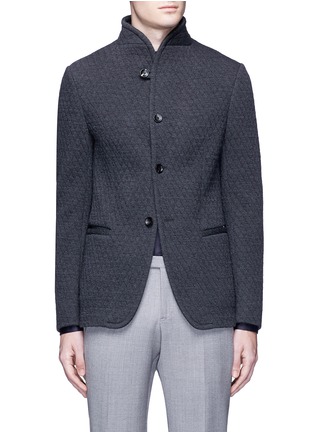 Main View - Click To Enlarge - ARMANI COLLEZIONI - Diamond quilted soft blazer