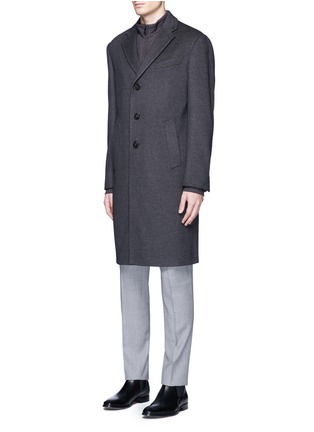 Front View - Click To Enlarge - ARMANI COLLEZIONI - 'G-Line' wool flannel coat