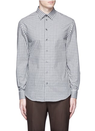 Main View - Click To Enlarge - ARMANI COLLEZIONI - Gingham check cotton shirt
