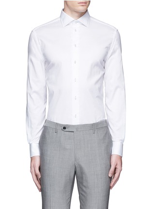 Main View - Click To Enlarge - ARMANI COLLEZIONI - Contrast shoulder cotton shirt