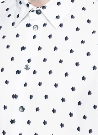 Detail View - Click To Enlarge - ARMANI COLLEZIONI - Diamond print cotton blend shirt