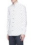 Front View - Click To Enlarge - ARMANI COLLEZIONI - Diamond print cotton blend shirt
