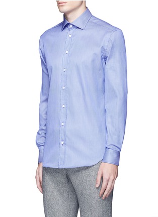 Front View - Click To Enlarge - ARMANI COLLEZIONI - Slim fit stripe cotton shirt