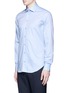 Front View - Click To Enlarge - ARMANI COLLEZIONI - Contrast dobby stripe cotton shirt