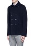 Front View - Click To Enlarge - ARMANI COLLEZIONI - Wool blend flannel peacoat