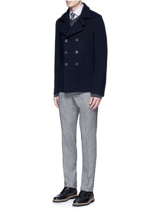 Figure View - Click To Enlarge - ARMANI COLLEZIONI - Wool blend flannel peacoat