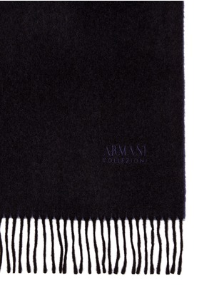 Detail View - Click To Enlarge - ARMANI COLLEZIONI - Embroidered logo cashmere scarf