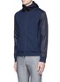 Front View - Click To Enlarge - ARMANI COLLEZIONI - Tech fabric sleeve and hood blouson jacket