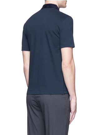 Back View - Click To Enlarge - ARMANI COLLEZIONI - Velvet collar slim fit polo shirt