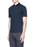 Front View - Click To Enlarge - ARMANI COLLEZIONI - Velvet collar slim fit polo shirt