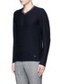 Front View - Click To Enlarge - ARMANI COLLEZIONI - Pinstripe cashmere sweater