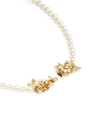 Detail View - Click To Enlarge - MIRIAM HASKELL - Crystal glass pearl strand leaf clasp necklace