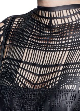Detail View - Click To Enlarge - JINNNN - Made-to-Order<br/><br/>Lasercut leather lattice maxi dress