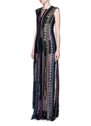 Figure View - Click To Enlarge - JINNNN - Made-to-Order<br/><br/>Miao pattern hand embroidered confetti maxi dress