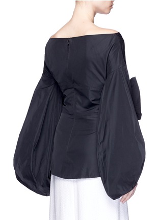 Back View - Click To Enlarge - 72722 - Fig sleeve cutout tie front taffeta top