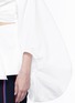 Detail View - Click To Enlarge - 72722 - Fig sleeve cutout tie front poplin top