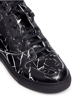 Detail View - Click To Enlarge - BALENCIAGA - Marble print leather high top sneakers