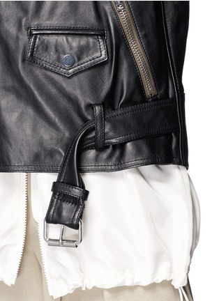  - 3.1 PHILLIP LIM - Detachable silk vest leather combo biker jacket