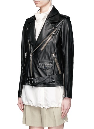 Front View - Click To Enlarge - 3.1 PHILLIP LIM - Detachable silk vest leather combo biker jacket