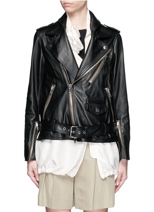 Main View - Click To Enlarge - 3.1 PHILLIP LIM - Detachable silk vest leather combo biker jacket