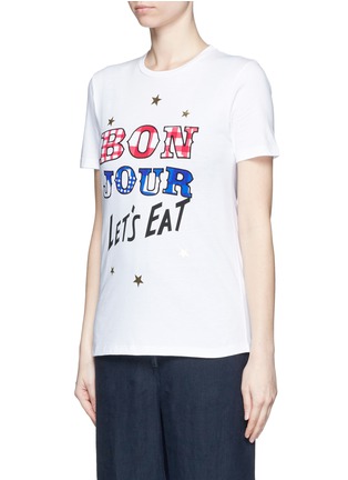 Front View - Click To Enlarge - ÊTRE CÉCILE - 'Bonjour' mix embroidery print jersey T-shirt