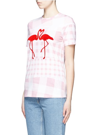 Front View - Click To Enlarge - ÊTRE CÉCILE - Mix gingham flamingo print T-shirt