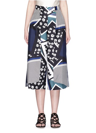 Main View - Click To Enlarge - 72723 - Scarf colourblock print culottes
