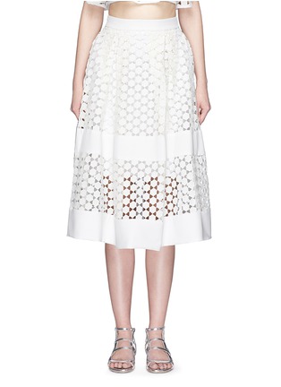 Main View - Click To Enlarge - 72723 - Contrast panel hexagon guipure lace ball skirt