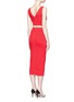 Back View - Click To Enlarge - 72723 - Crisscross wrap front cutout back knit midi dress
