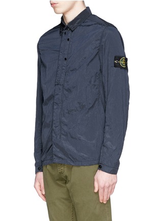 Front View - Click To Enlarge - STONE ISLAND - 'Nylon Metal' crinkled zip shirt jacket